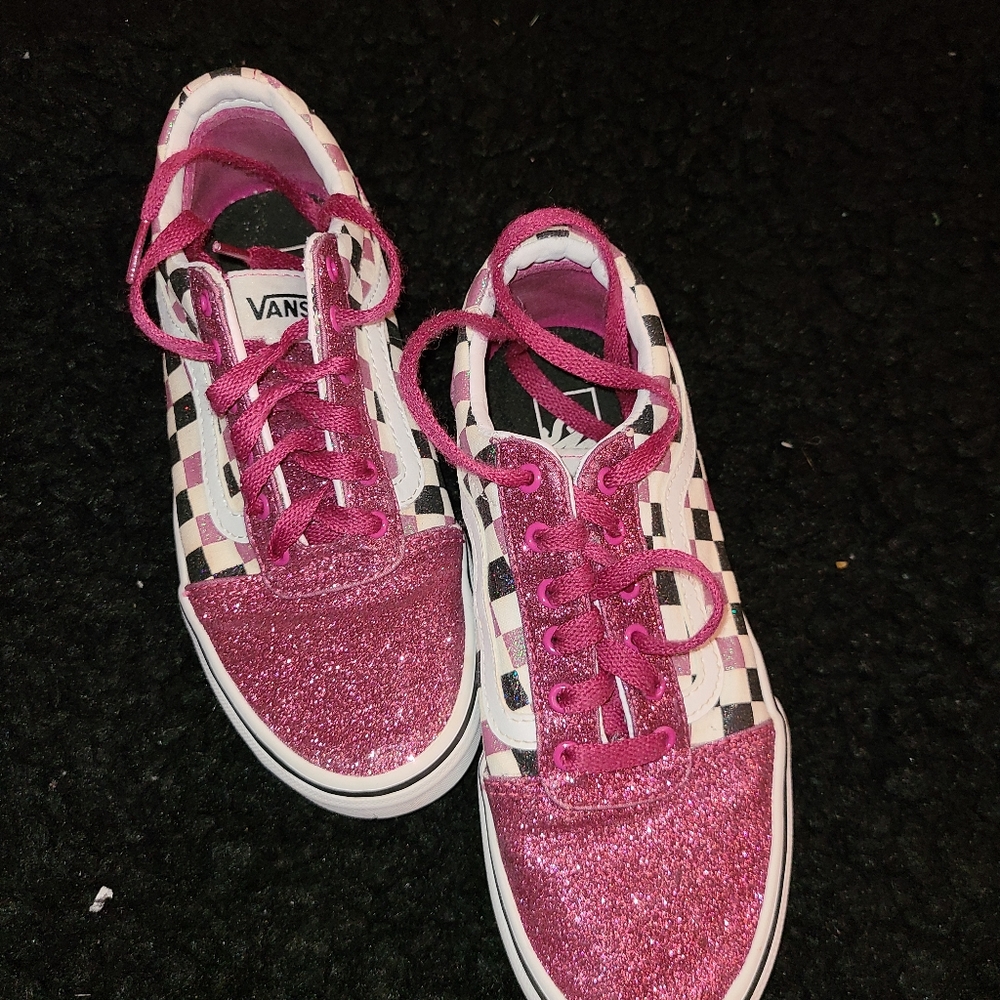 Van pink glitter multi colored checker board